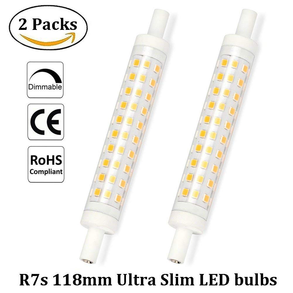 HYWL R7S 118mm LED Bulb 10W J78 Warm White 2700K COB Filament Chip J Type Linear Light Bulb Double Ended Reflector Light 100W Halogen Replacement Energy Saving R7s dimmable 2-Pack,220V 118MM 10W 